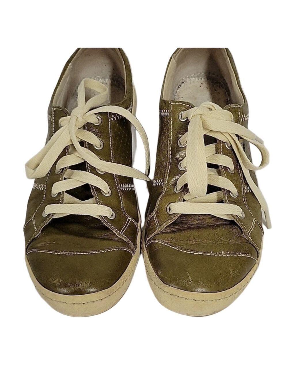 Josef Seibel Women's Classic Caspian Fashion Green Leather Sneakers, Size 9-9.5